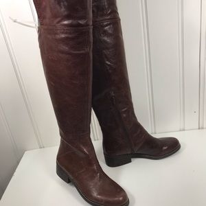 Nine West brown leather over knee riding boots size 5